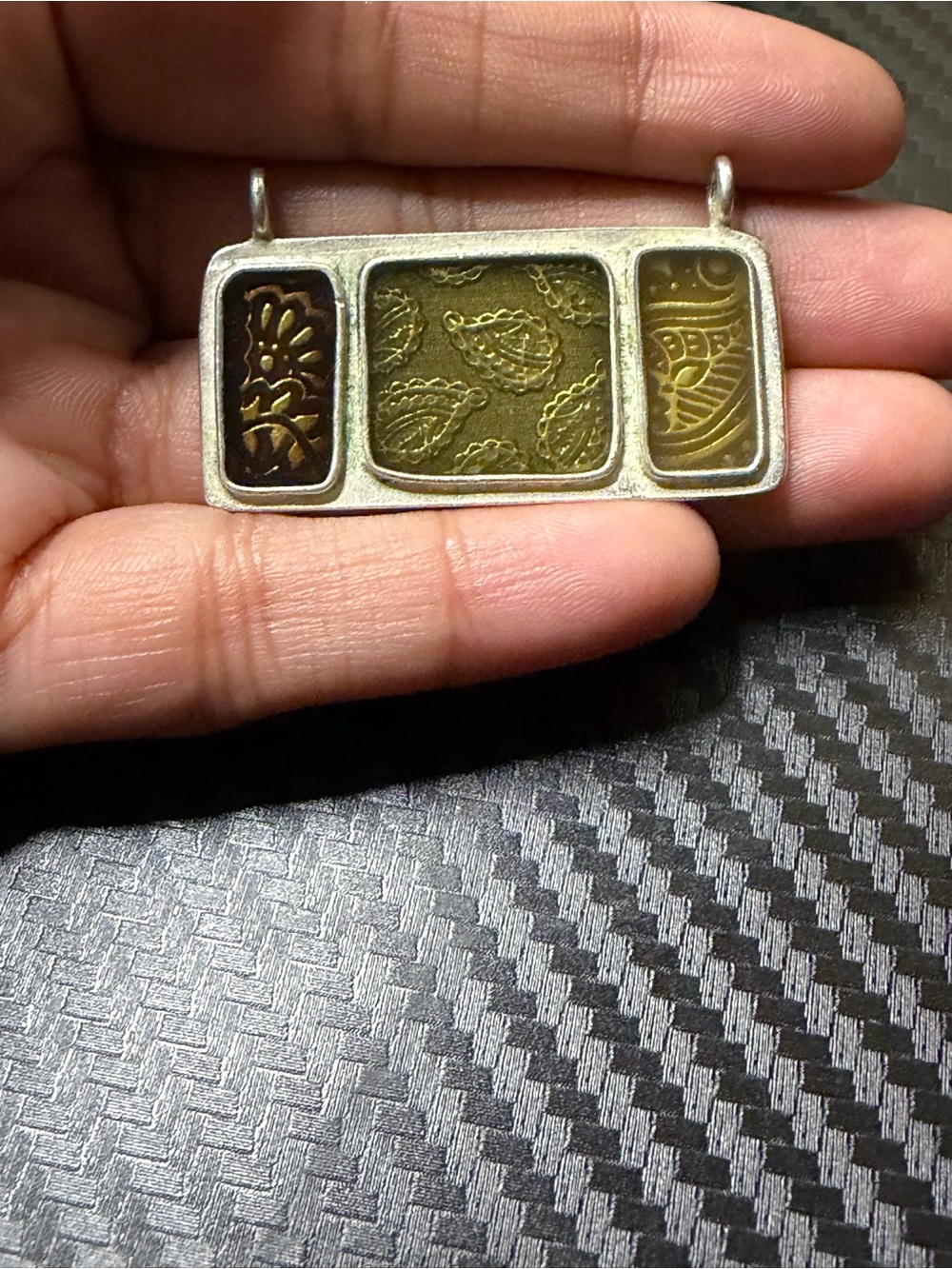 Double sided Glass stained pendant with Paisley
